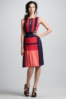 BCBGMAXAZRIA Jesia Pleated Colorblock Dress - Lyst
