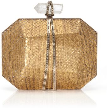 Marchesa Iris Clutch in Gold Python - Lyst