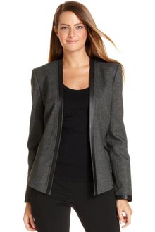 Calvin Klein Long sleeve Faux leather trim Openfront - Lyst