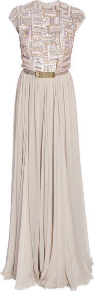 Elie Saab Silver Bead Top Gown - Lyst