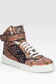 Givenchy Canvas Print Leather High Top Sneakers - Lyst