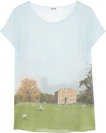Moschino Cheap & Chic Landscape print Silk Top - Lyst