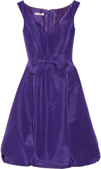 Oscar de la Renta Bow Embellished Silk Faille Dress - Lyst