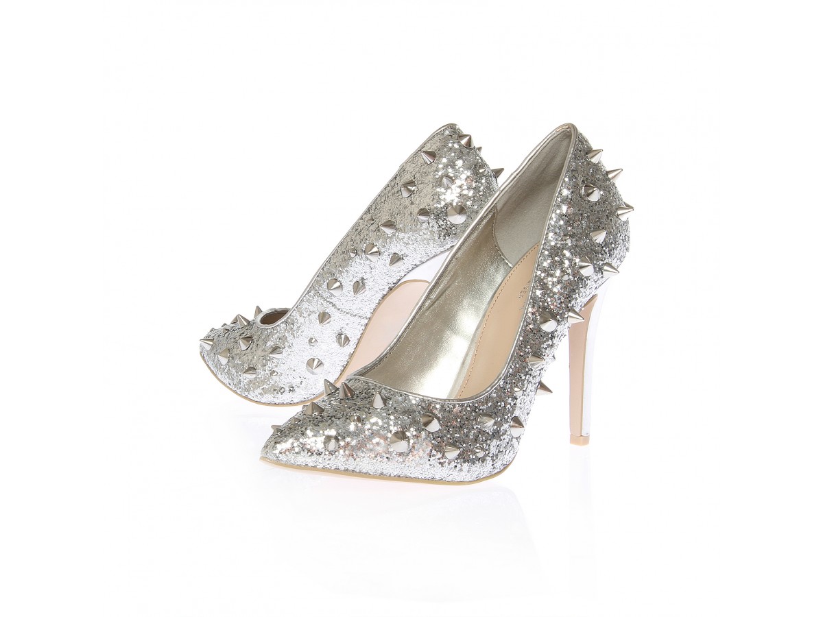 kurt geiger silver court shoes