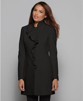 DKNY Double Collar Ruffle Front Cashmere Blend - Lyst