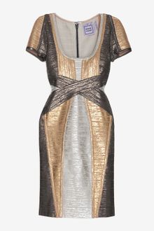 Hervé Léger Multi Metallic Foil Cap Sleeve Bandage Dress - Lyst