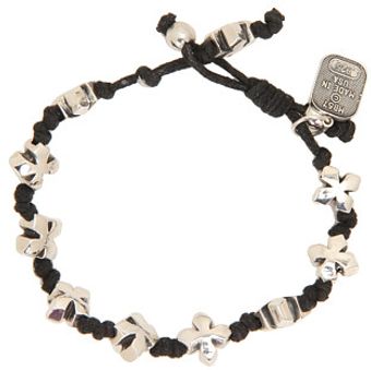 King Baby Studio Knotted Cord Bracelet with Mb Crosses - Lyst
