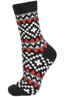 Topshop Black Aztec Ankle Socks - Lyst