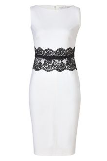 White Sheath Dress on Michael Kors Ivory Dress With Black Lace Waist In White  Ivory    Lyst