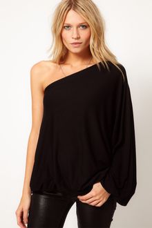 Asos Top with One Shoulder Volume Sleeve - Lyst