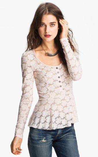 Free People Lace Peplum Henley - Lyst