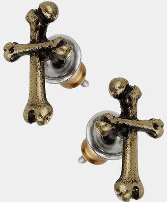 Topman Cross Bone Stud Earrings - Lyst