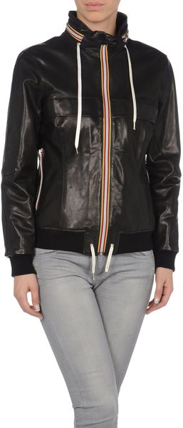 Gold Bunny Leather Outerwear - Lyst