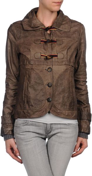 Gold Bunny Leather Outerwear - Lyst