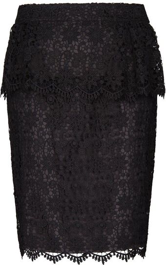 Mango Lace Peplum Skirt - Lyst