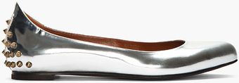 McQ by Alexander McQueen Silver Studded Pointy Flat - Lyst