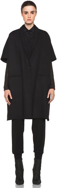 Neil Barrett Leather Sleeve Coat in Black - Lyst