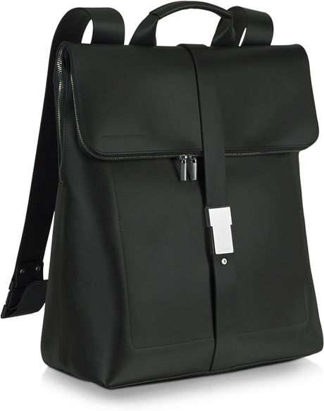 Porsche Design Black Leather Zippered Backpack in Black for Men | Lyst