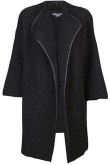 Vince Leather Trim Car Coat - Lyst