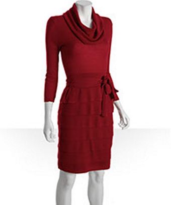 BCBGMAXAZRIA Stretch Wool Cowl Neck Ruffle Tiered Miriam Sweater Dress - Lyst