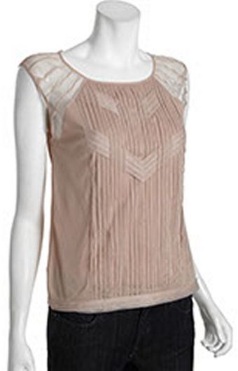 BCBGMAXAZRIA Nude Sheer Mesh Sleeveless Blouse - Lyst