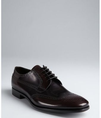 Prada Cordovan Shined Leather Wingtip Oxfords - Lyst