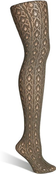 Fogal Tropic Sage Crochet Pattern Velvet Tights - Lyst
