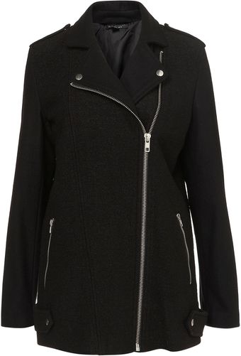 Topshop Boiled Wool Biker Coat - Lyst