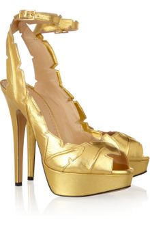 Charlotte Olympia Leaf Me Alone Metallic Leather Sandals - Lyst