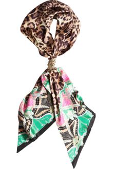 Class Roberto Cavalli Goldtone and Crystal Snakeembellished Silk Scarf - Lyst