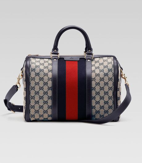 Gucci Vintage Web Original GG Canvas Boston Bag in Blue (ink multi ... Gucci Vintage Web Original GG Canvas Boston Bag in Blue (ink multi ...