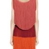 Lanvin Tiered Fringed Silk Satin Dress in Red (multi) - Lyst