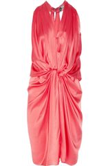 Lanvin Knotted Draped Silk Satin Dress