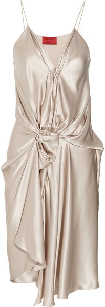 Lanvin Draped Silk Satin Dress - Lyst