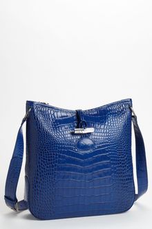 Longchamp Roseau Croc Embossed Crossbody Bag - Lyst
