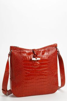 Longchamp Roseau Croc Embossed Crossbody Bag - Lyst