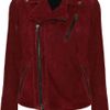 Lot78 Zoe Suede Biker Jacket in Red (merlot) - Lyst