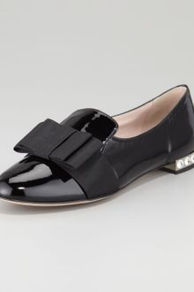 Miu Miu Patent Leather Bow Loafer   - Lyst
