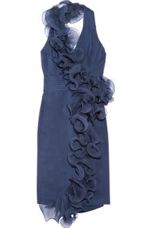 Notte By Marchesa Ruffled Silk Chiffon and Organza Halterneck Dress - Lyst