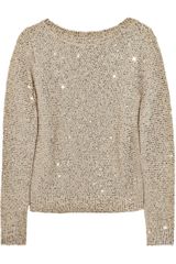Oscar de la Renta Sequined Silk and Cotton Blend Sweater