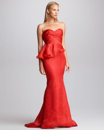 Pamella Roland Side Peplum Mermaid Gown - Lyst