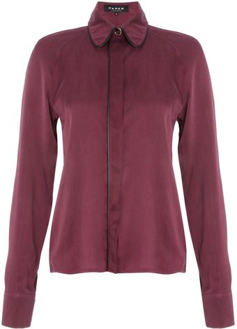 Paper London Burgundy Silk Piped Raglan Shirt - Lyst