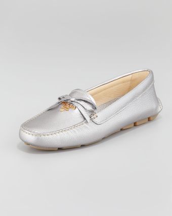 Prada Metallic Leather Driver   - Lyst