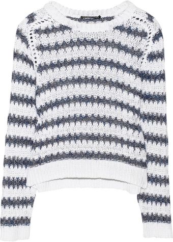 Theyskens' Theory Koro Striped Cotton and Linenblend Sweater - Lyst
