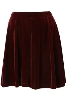 Topshop Oxblood Velvet Skater Skirt - Lyst