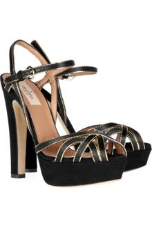 Valentino Chaintrimmed Suede Platform Sandals - Lyst