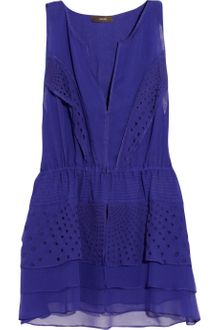 Vera Wang Cutout Silk Top - Lyst