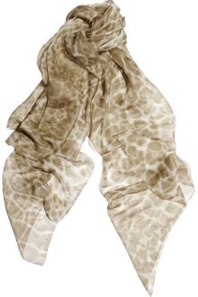 Yves Saint Laurent Leopard Print Silk Chiffon Scarf - Lyst