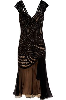 Alberta Ferretti Beaded Tulle and Crepe Midi Dress - Lyst