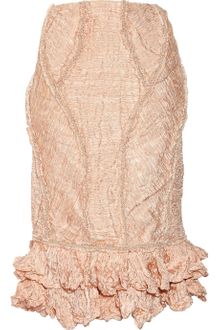 Alexander McQueen Embellished Crinkled Organza and Copper Thread Skirt - Lyst